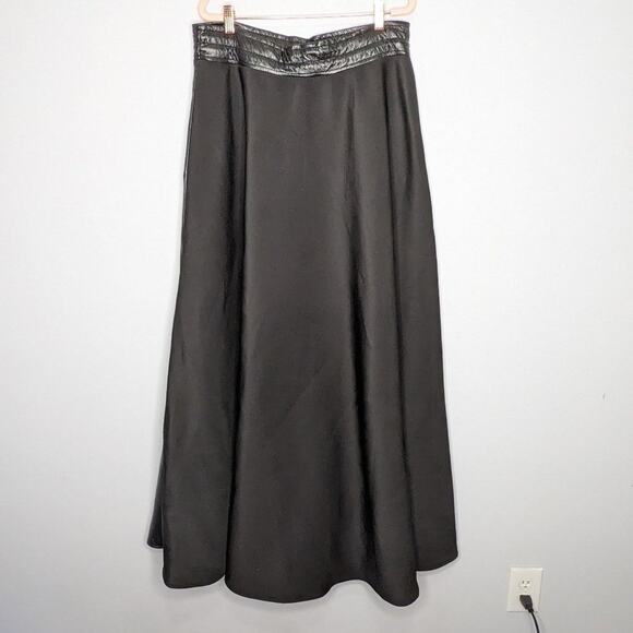 Nuuts Black Faux Leather Neoprene Maxi Skirt Zip Pockets Y2K Goth Club Kid 2XL - Picture 2 of 9